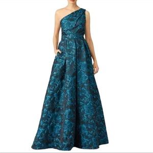 SLATE & WILLOW Blue Simonetta Gown One Shoulder Pockets Full Length - 2
